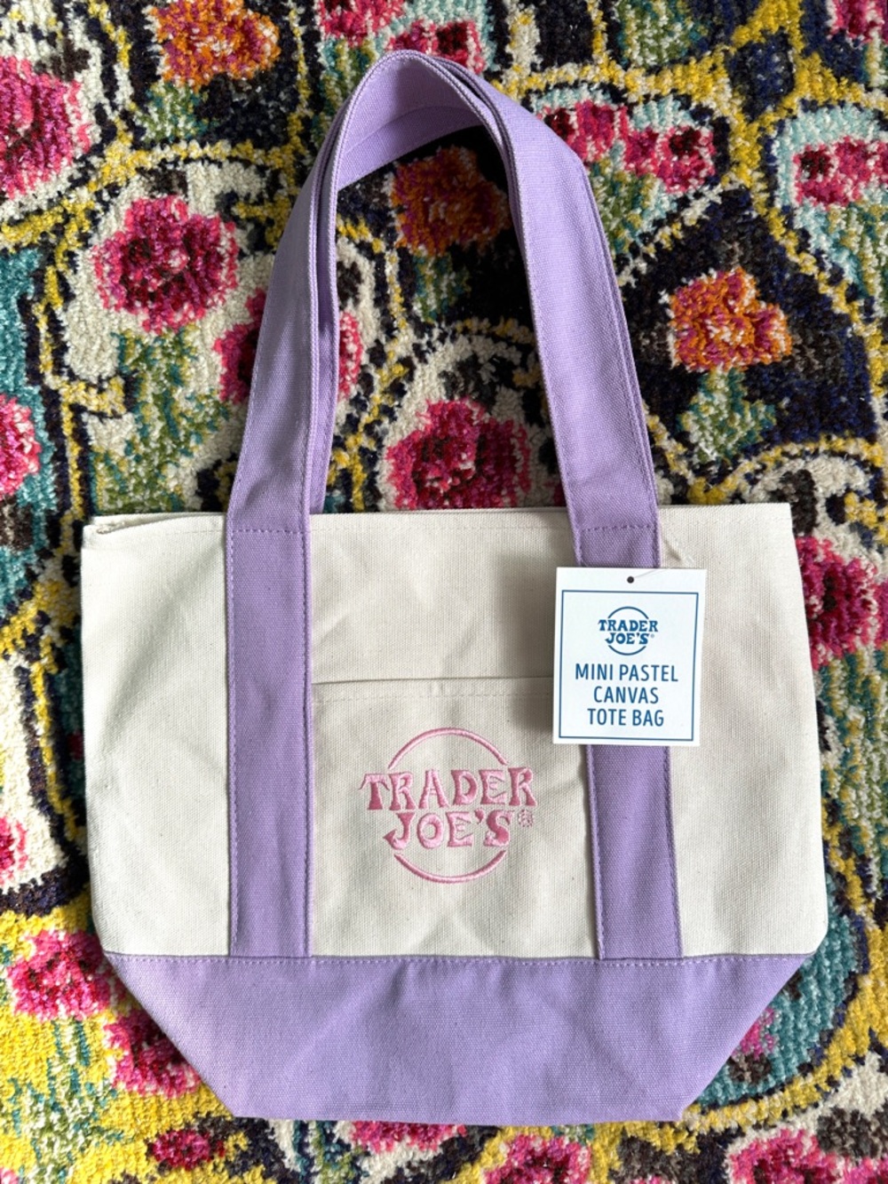 Trader Joe's Mini Tote – Pastel Lilac Purple Limited Edition